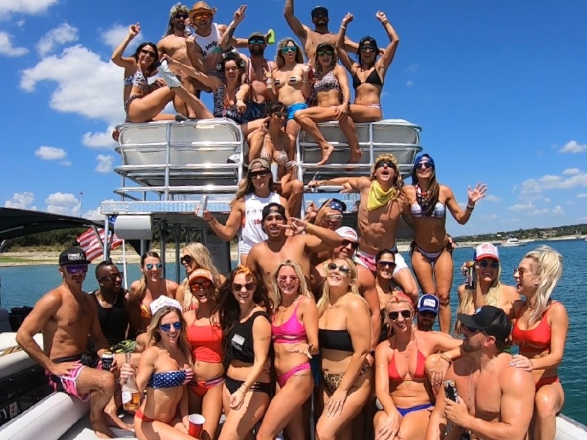 a group of people in a swimming pool