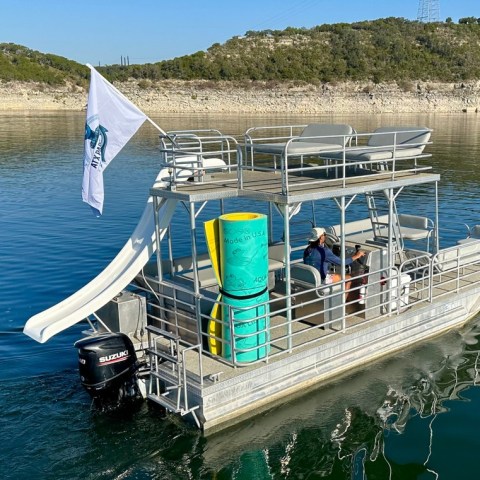 a small boat in a body of water