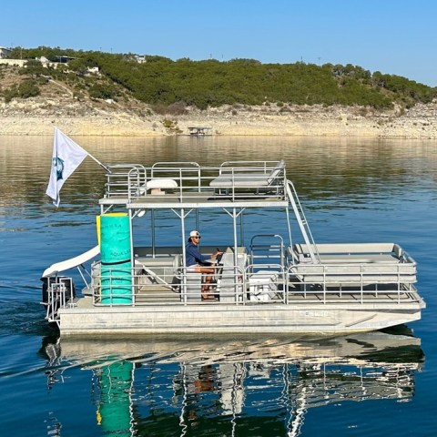 a small boat in a body of water