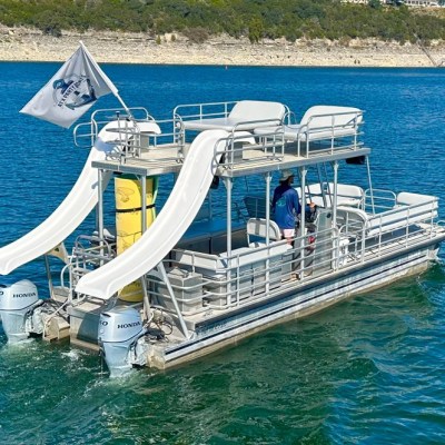 a small boat in a large body of water
