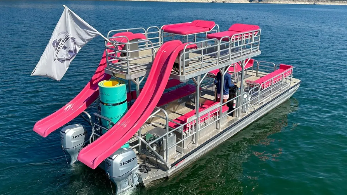 a small boat in a large body of water