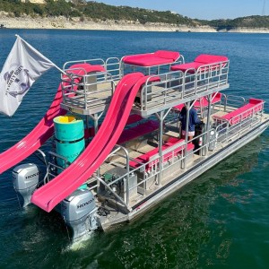 a small boat in a large body of water